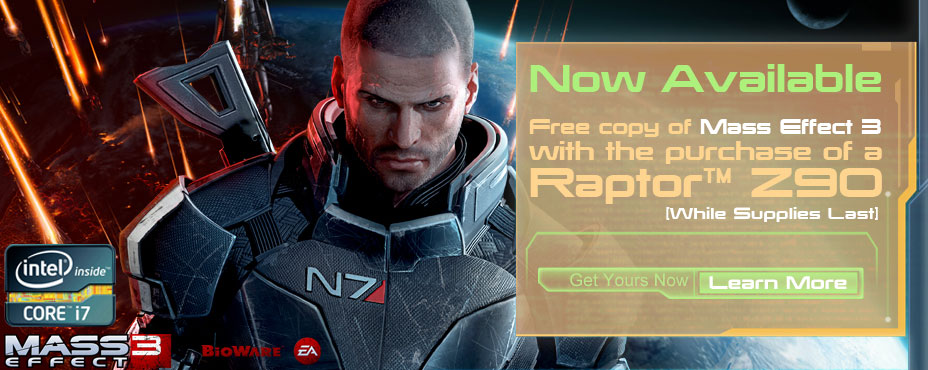Mass Effect 3 now available with the purchase of a Velocity Micro Raptor&trade; Z90 (while supplies last)
